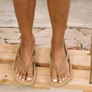 Sanuk She Loungy Braid Leather Flip Flop